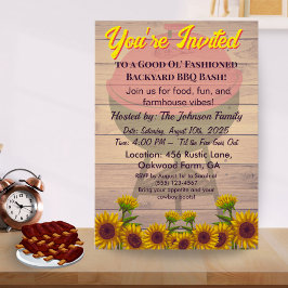 Farmhouse Rustic BBQ Invitation Pig-roast Wood  Einladung