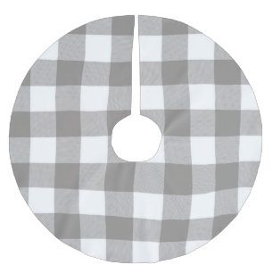 Farmhouse Rustic Grau & Weiß Büffel Karo Quadrat Polyester Weihnachtsbaumdecke