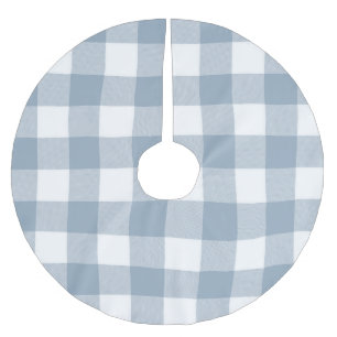 Farmhouse Rustikal Blau Grau Büffel Kariert Quadra Polyester Weihnachtsbaumdecke