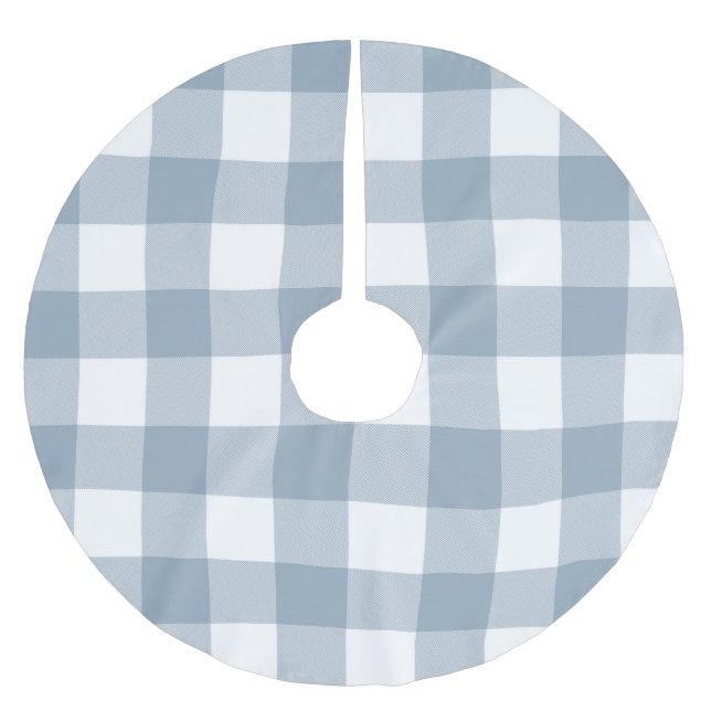 Farmhouse Rustikal Blau Grau Büffel Karo Quadrat Polyester Weihnachtsbaumdecke (Vorderseite)