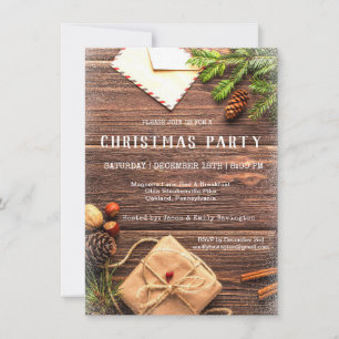 Farmhouse rustique Bois Noël Invitation