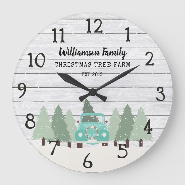 Farmhouse vintage Noël - Horloge du nom de famille (Recto)