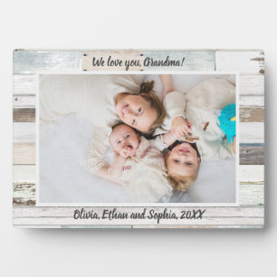 Farmhouse Wood Nom personnalisé Plaque photo