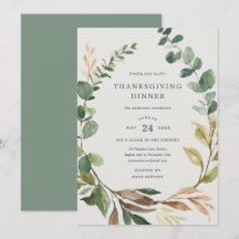 Farmhouse Wreath Thanksgiving Dîner Invitation