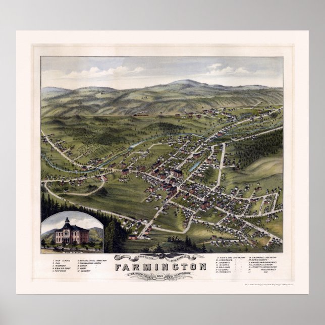 Farmington, NH Panoramic Map - 1877 Poster (Vorne)
