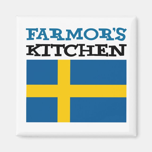 Farmors Küche, welche die Flagge von Schweden Magnet (Vorne)