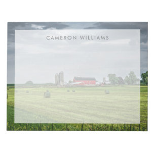 Farms   Red Barn & Silo in Spring Notizblock