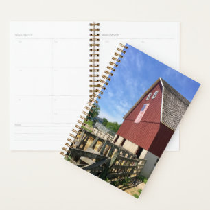 Farms Red Barn With American Flag Planer
