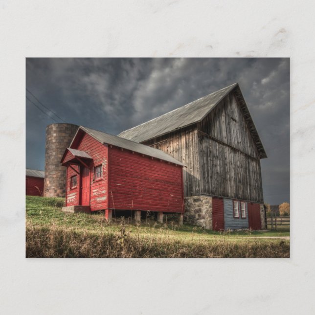 Farms | Red Wooden Barn in Michigan Postkarte (Vorderseite)