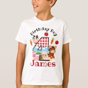 Farmtier Viertes Geburtstag 4 Barnyard Birthday T-Shirt