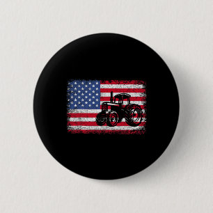 Farmtraktoren USA-Flagge Patriotisches Landwirtsch Button