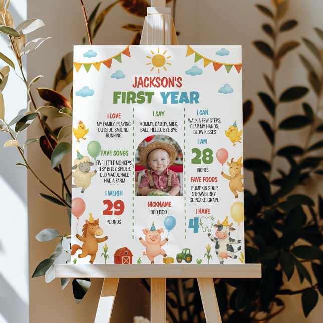 Farmyard Animal First Year Photo Milestone Poster (Von Creator hochgeladen)