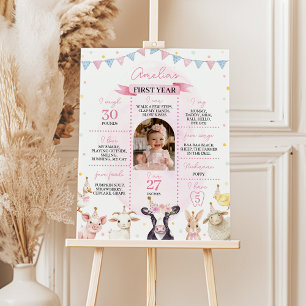 Farmyard Animal First Year Photo Milestone Poster