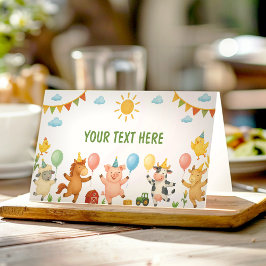 Farmyard Animals Birthday Party Food Tent Platzkarte