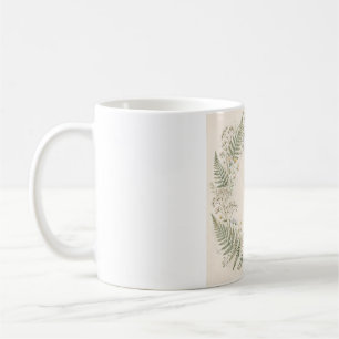 Farn Botanische Leere Karte Aquarell Wildblumen Kaffeetasse
