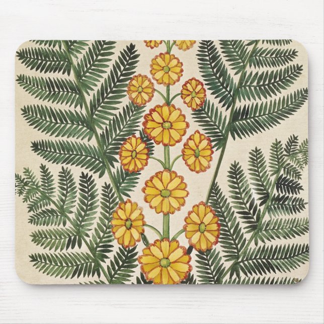 Farn mit gelben Blumen Mousepad (Vorne)