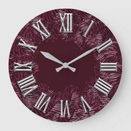 Farn-Rote-Bete-Wurzeln graues Metallgraue Woodlan Große Wanduhr