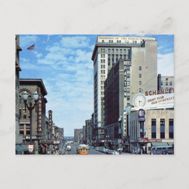 Farnam St., Omaha, NE Vintag Postkarte (Vorderseite)