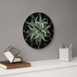 Farnblüten-Fraktal Große Wanduhr