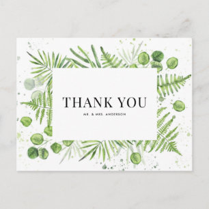 Farne und Eukalyptus-Grün-Hochzeit-Dankeschön Postkarte