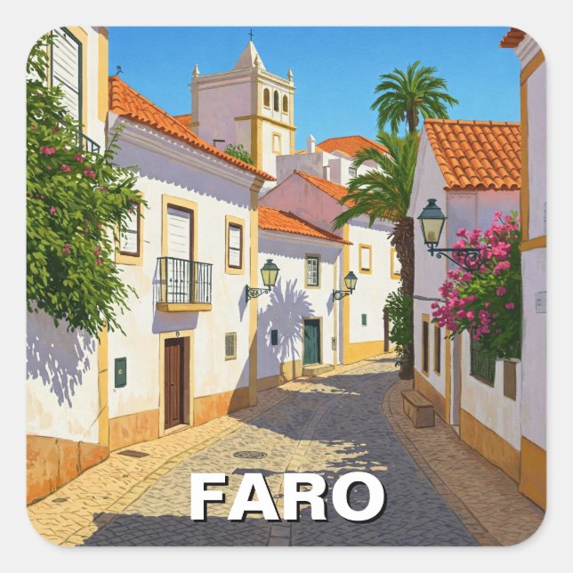 Faro Algarve Quadratischer Aufkleber (Vorderseite)