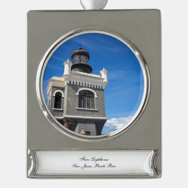 Faro Leuchtturm Banner-Ornament Silber (Vorderseite)