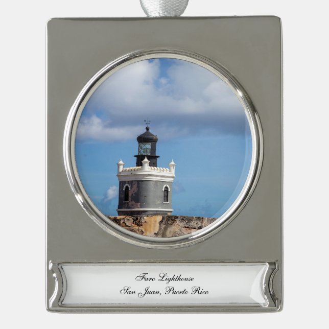 Faro Leuchtturm Banner-Ornament Silber (Vorderseite)