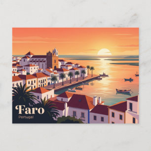 Faro, Portugal, Sonnenuntergang Postkarte