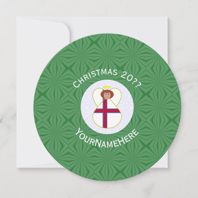 Faroe Islander Angel Weihnachtsflagge Personalisie Einladung (Vorderseite)