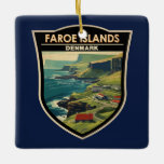 Faroe Islands Denmark Travel Art Vintage Keramikornament<br><div class="desc">Faroe Islands in a vector art style. The Faroe Islands is a self-governing archipelago,  part of the Kingdom of Denmark. It comprises 18 rocky,  volcanic islands.</div>