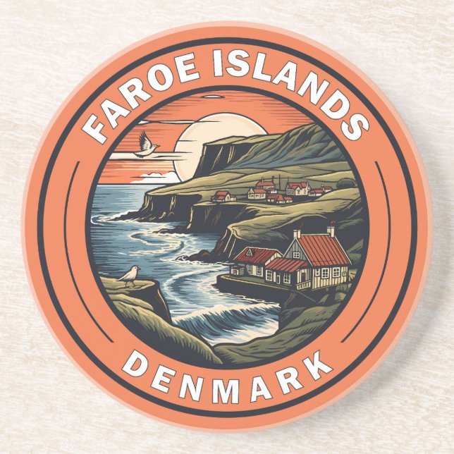 Färöer Dänemark Reisen Kunst Abzeichen Getränkeuntersetzer (Vorne)