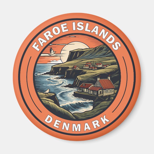 Färöer Dänemark Reisen Kunst Abzeichen Magnet (Vorne)