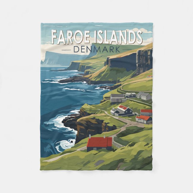 Färöer Dänemark Reisen Kunst Vintag Fleecedecke (Vorderseite)