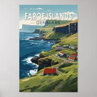 Färöer Dänemark Reisen Kunst Vintag