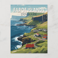 Färöer Dänemark Reisen Kunst Vintag