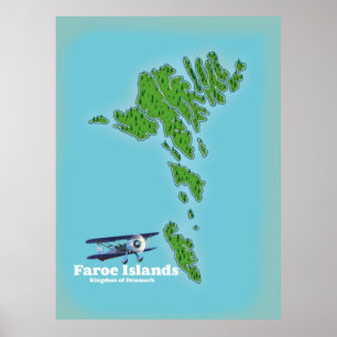 Färöer-Inseln Königreich Dänemark Karte Poster