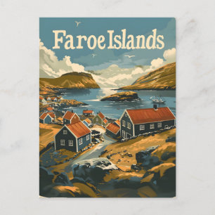 Färöer-Inseln Vintage Postkarte