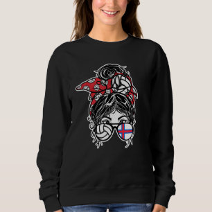 Färöer Inseln Volleyball Faroese Messy Bun Hair Sweatshirt