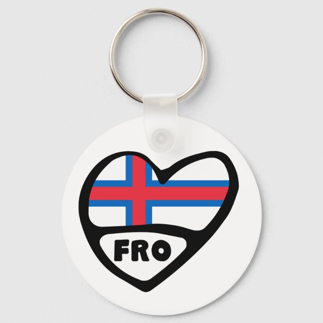 Färöer Ländercode Flag Herz Keyring, FRO Schlüsselanhänger (Vorderseite)