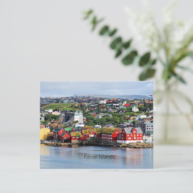 Färöer, Panoramasicht auf Torshavn, Karte (Stehend Vorderseite)