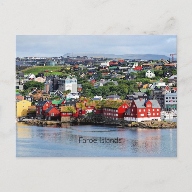 Färöer, Panoramasicht auf Torshavn Postkarte (Vorderseite)