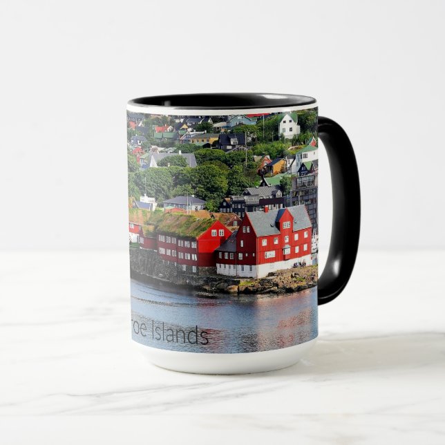Färöer, Panoramasicht auf Torshavn Tasse (VorderseiteRechts)