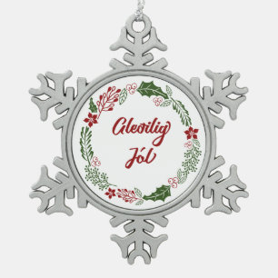 Faroese Frory Christmas Wreath, Gleðilig Jól Schneeflocken Zinn-Ornament