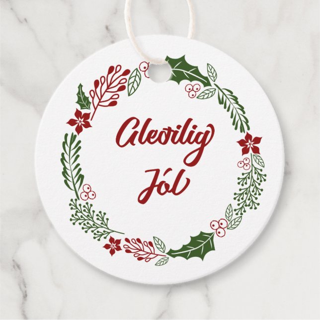Faroese Merry Christmas, Gleðilig Jól, Custom Geschenkanhänger (Vorderseite)