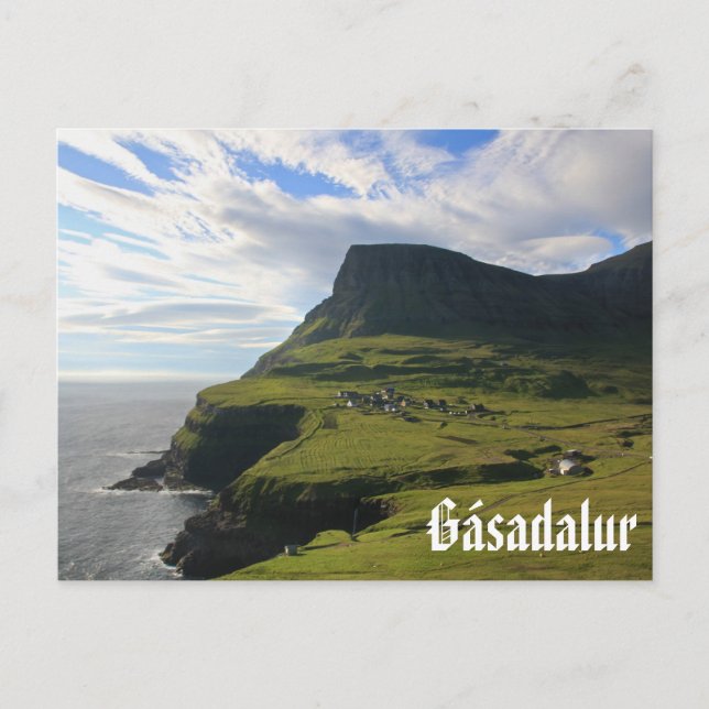 Faroesisches Dorf Gásadalur: Postkarte (Vorderseite)