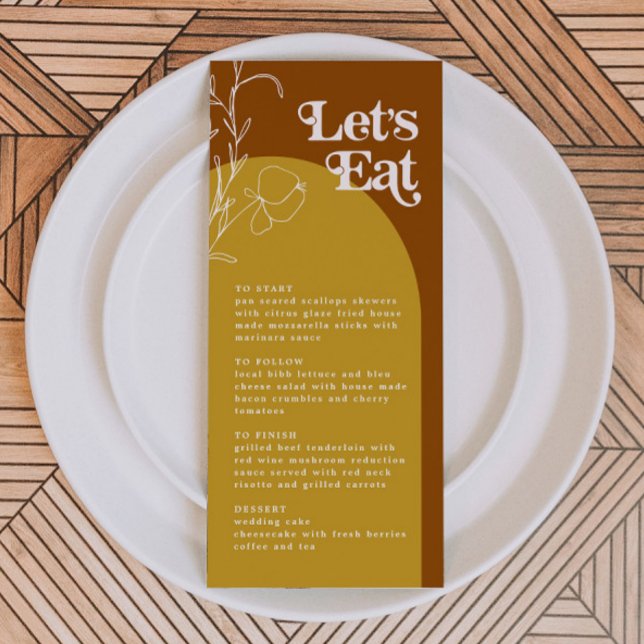 FARRAH Retro 70er Rust Lasse Arch Menu Card essen Menükarte (Von Creator hochgeladen)