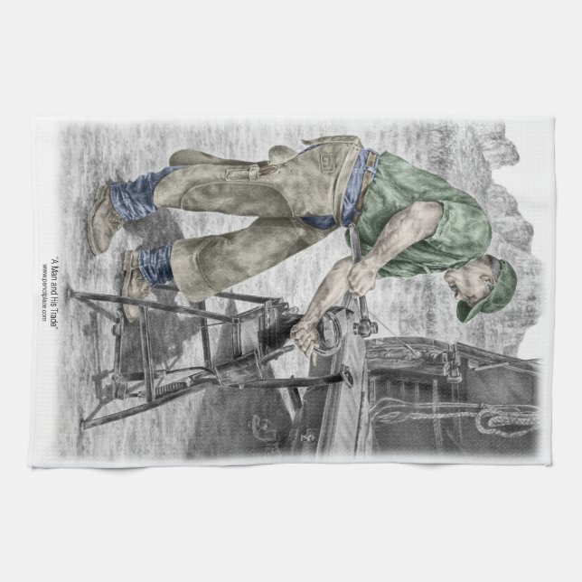 Farrier Blacksmith mit Anvil Geschirrtuch (Horizontal)