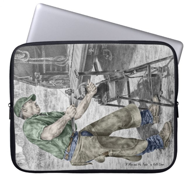 Farrier Blacksmith mit Anvil Laptopschutzhülle (Vorderseite)