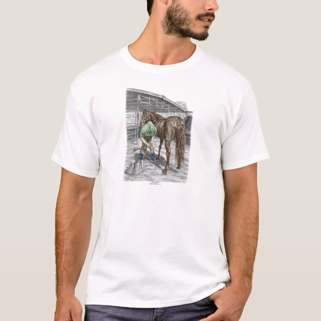 Farrier Blacksmith Trimming Horse Hoof T-Shirt (Vorderseite)