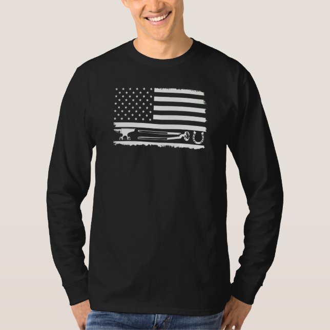 Farrier  For Men Cool Farrier Tools American Flag T-Shirt (Vorderseite)
